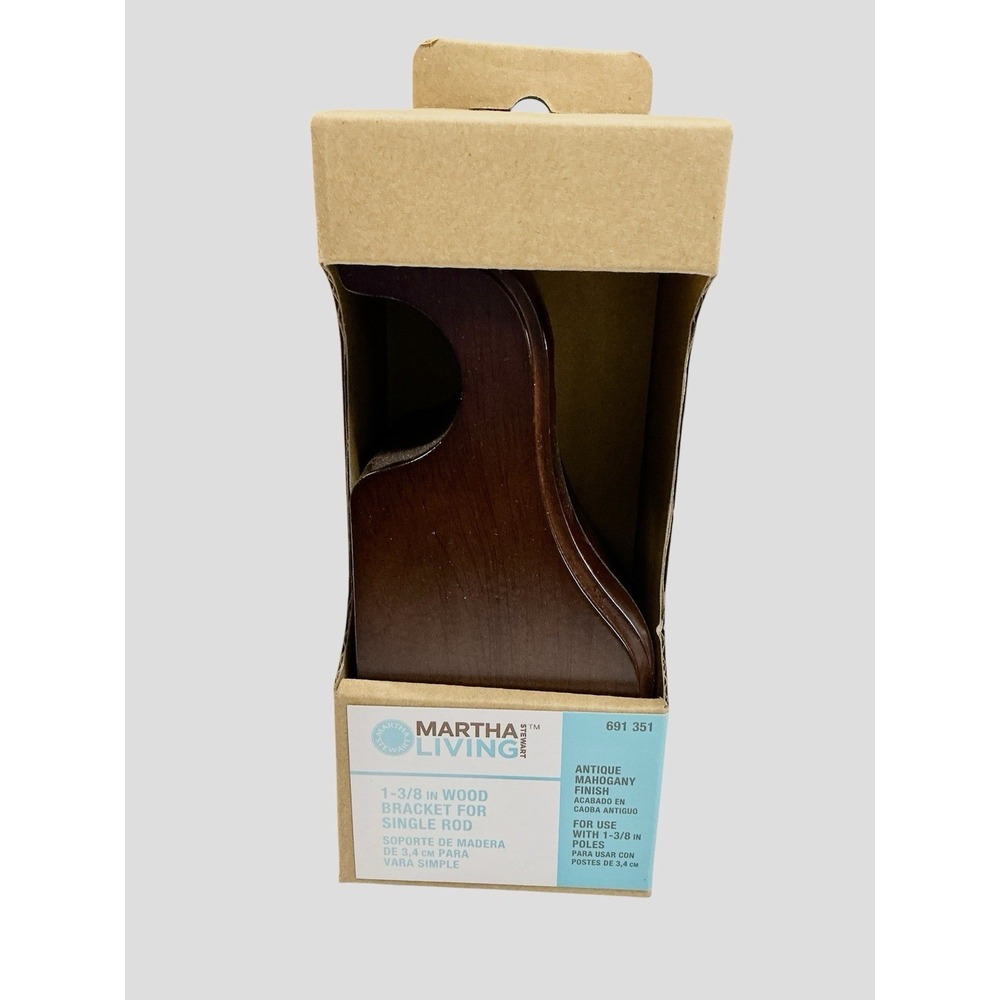 Martha Stewart Living 1-3/8" Wood Bracket For Single Rod Antique Mahogany - New